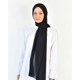 Burden İpek Düz Şifon Siyah Şal