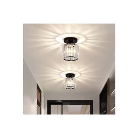Burenze 963 Modern Luxury Plafonyer Tavan Kristal Taşlı Avize Hol Antre Siyah Avize