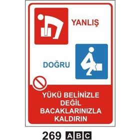 Buris Yükü Belinizle Değil Bacaklarınızla Kaldırın Uyarı Levhası