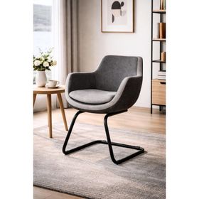 Bürocci 2244J1110 Comfort İki Ton Gri Kumaş Siyah Metal Ayaklı Misafir Koltuğu