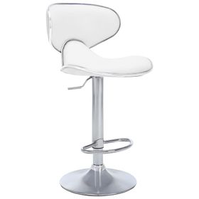 Bürocci 9549S0486 Beyaz Modern Deri Metal Ayaklı Yüksek Tezgah Sandalyesi