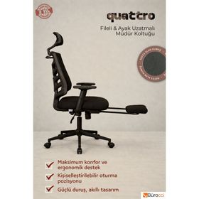 Bürocci Quattro Fileli Siyah Müdür Koltuğu
