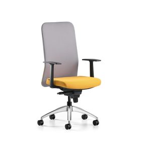 Bürotime Comfy Başlıklı Sabit Kol Krom Ayak Gri Sarı Çalışma Koltuğu