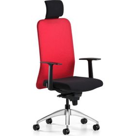 Bürotime Comfy Başlıklı Sabit Kol Krom Ayak Kırmızı Siyah Çalışma Koltuğu