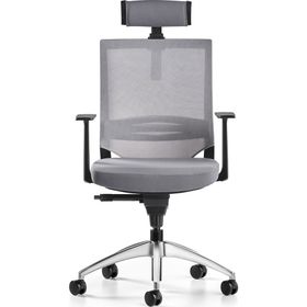 Bürotime Cozy Başlıklı Sabit T Kol Alüminyum Ayak Gri Antrasit Çalışma Koltuğu