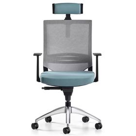 Bürotime Cozy Başlıklı Sabit T Kol Alüminyum Ayak Gri/Mint Yeşili Çalışma Koltuğu