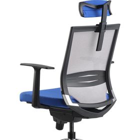 Bürotime Cozy Başlıklı Sabit T Kol Alüminyum Ayak Siyah Mavi Çalışma Koltuğu