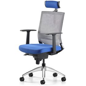 Bürotime Cozy Başlıklı Sabit T Kol Alüminyum Ayak Siyah Mavi Çalışma Koltuğu