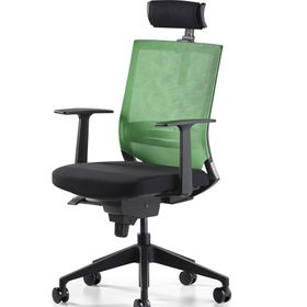 Bürotime Cozy Başlıklı Sabit T Kol Alüminyum Ayak Siyah Yeşil Çalışma Koltuğu
