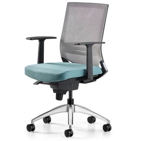 Bürotime Cozy Sabit T Kol Alüminyum Ayak Gri/Mint Yeşili Çalışma Koltuğu