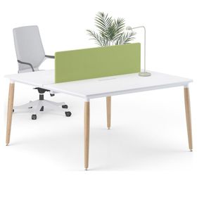 Bürotime Era 142x140 cm Renkli Beyaz Ahşap Ayak İkili Çalışma Masası