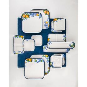 Bursa Porselen Dekor Lemon Blue Blanc 4 Kişilik 14 Parça Kahvaltı Takımı