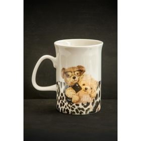 Bursa Porselen Teddy Bear Pink Leopard Porselen Kupa