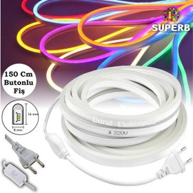 Burul Atlantis Neon Hortum Işık Aç Kapat Düğmeli 220 Volt Fiş Dahil Kırmızı 15 mt LED Şerit Aydınlatma