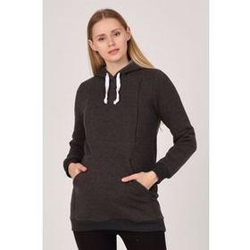 Busa Antrasit Termal Emzirme Detaylı Kapüşonlu Hamile Sweatshirt