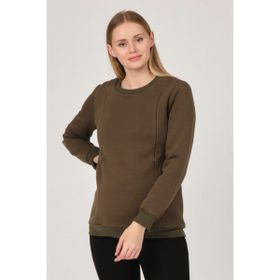 Busa Haki Termal Emzirme Detaylı Hamile Sweatshirt