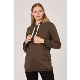Busa Haki Termal Emzirme Detaylı Kapüşonlu Hamile Sweatshirt