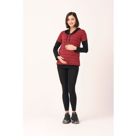 Busa Kırmızı Kapüşonlu Hamile Sweatshirt