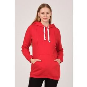 Busa Kırmızı Kapüşonlu Hamile Sweatshirt