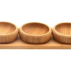 Busstier 3'lü Bambu Ahşap Oval Servis Sunum Ürünü