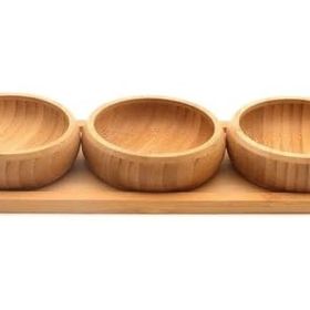 Busstier 3'lü Bambu Ahşap Oval Servis Sunum Ürünü