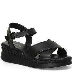 Butigo 23S-064 4FX Siyah Dolgu Topuklu Kadın Sandalet