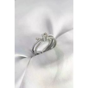 Butik P91367S1636 Gümüş Renk İncili Zirkon Taşlı Düğüm Kadın Yüzük