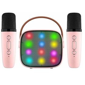 Butu K1RGB 5.0 2 Mikrofonlu Mini Karaoke Pembe Bluetooth Hoparlör