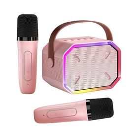 Butu P3 Karaoke Çift Mikrofonlu Pembe Bluetooth Hoparlör