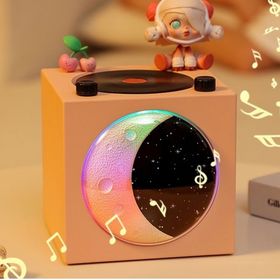 Butu T20 Yarım Ay Siyah Jel Atomik Plak Çalar Retro 5.3 Pembe Bluetooth Hoparlör