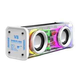 Butu V8 Şeffaf Mecha RGB Kablosuz Beyaz Bluetooth Hoparlör