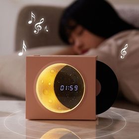 Butu X09 Vinyle Plate Ay Tarzı Çalar Saat Pembe Bluetooth Hoparlör