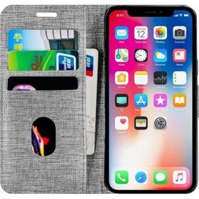 Buway Apple iPhone 8 Kartvizitli Cüzdan Gri Cep Telefonu Kılıfı
