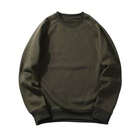 BUYTER 15 Stil Düz Renk Polar Ordu Yeşili Erkek Sweatshirt