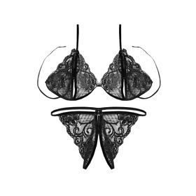 Büyük Beden Siyah Bralet Fantezi İç Çamaşırı Takımı