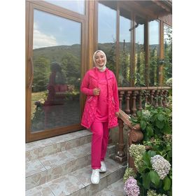 Bwest Fuşya 71149 Dafne Cepli Eşofman Kolsuz Yelek Beli Lastikli Pantolon Üçlü Takım