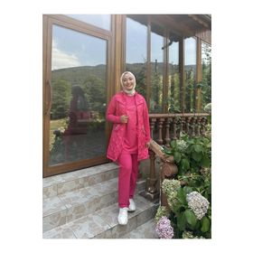 Bwest Fuşya 71149 Dafne Cepli Eşofman Kolsuz Yelek Beli Lastikli Pantolon Üçlü Takım