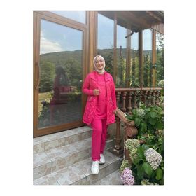 Bwest Fuşya 71149 Dafne Cepli Eşofman Kolsuz Yelek Beli Lastikli Pantolon Üçlü Takım
