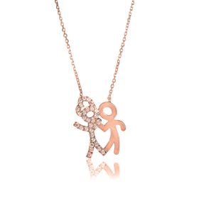 By Barun Silver 925 Ayar Gümüş Rose Kardeşler Kolye