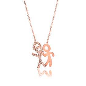 By Barun Silver 925 Ayar Gümüş Rose Kardeşler Kolye