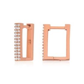By Barun Silver KP-0474 Beyaz Taşlı Üçgen Model Gümüş Halka Kıkırdak Rose Küpe