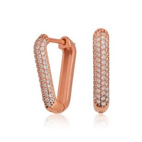 By Barun Silver KP-0474 Beyaz Taşlı Üçgen Model Gümüş Halka Kıkırdak Rose Küpe