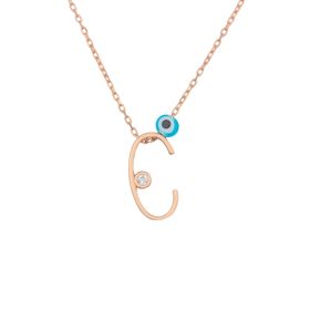 By Barun Silver Rose 925 Ayar C Harfi Gümüş Kolye
