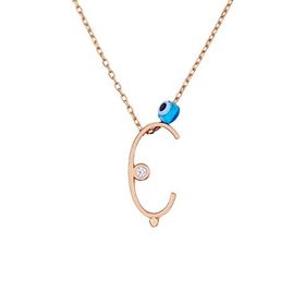 By Barun Silver Rose 925 Ayar C Harfi Gümüş Kolye