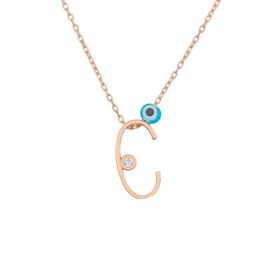 By Barun Silver Rose 925 Ayar C Harfi Gümüş Kolye