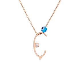 By Barun Silver Rose 925 Ayar C Harfi Gümüş Kolye