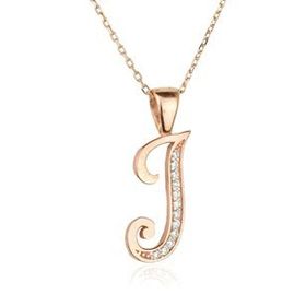 By Barun Silver Rose 925 Ayar I Harfi Gümüş Kolye