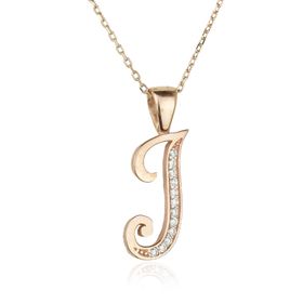 By Barun Silver Rose 925 Ayar I Harfi Gümüş Kolye