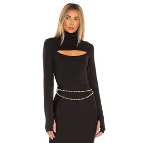 By Kul Design 9410217 Siyah Balıkçı Yaka Parmak Geçmeli İpek Jarse Kadın Bluz
