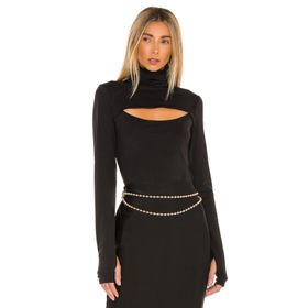 By Kul Design 9410217 Siyah Balıkçı Yaka Parmak Geçmeli İpek Jarse Kadın Bluz